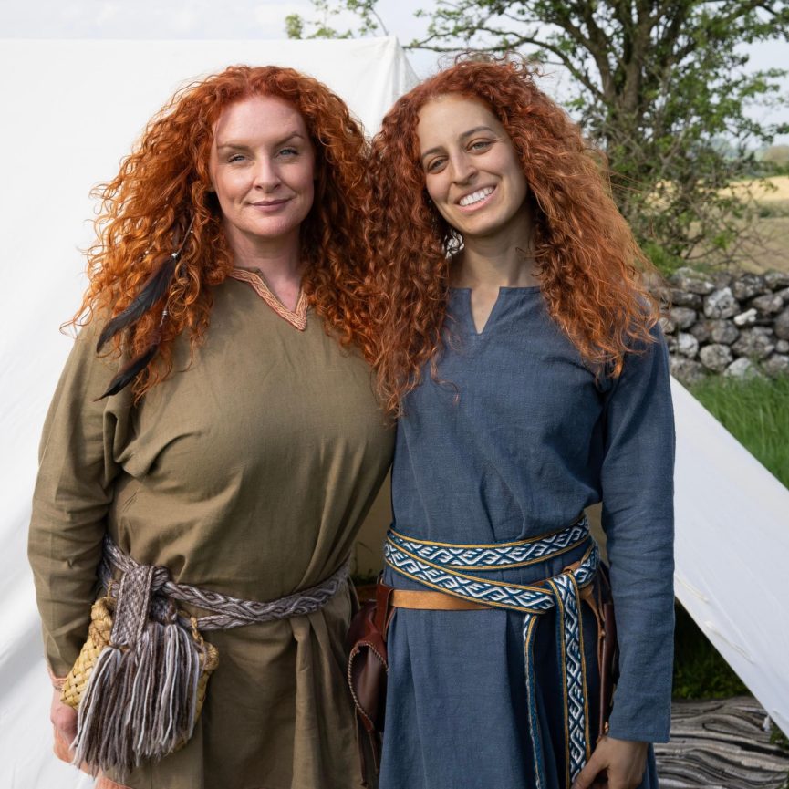 Friends of Uisneach at the Bealtaine Fire Festival 2024 with beautiful long, fairy red curly hair